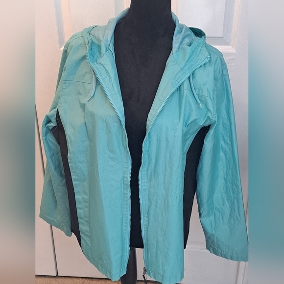 i  5   Women's Turquoise & Black Rain Coat    Size XL - Picture 6 of 8